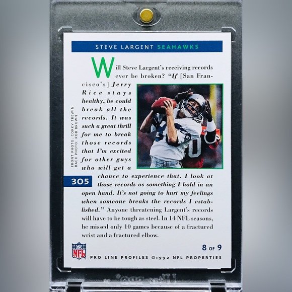 Steve Largent - 1992 Pro Line Profiles #305 - Picture 2 of 2